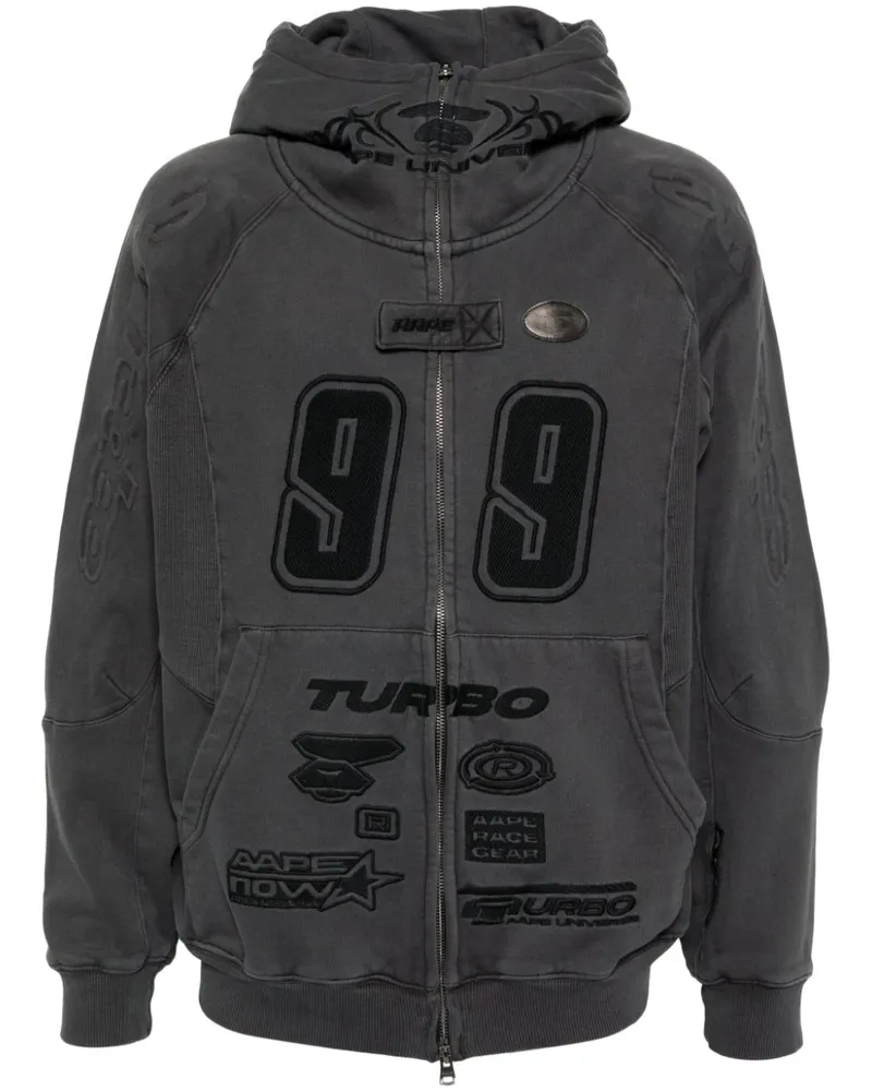BAPE Hoodie mit aufgestickten Motiven - Schwarz Schwarz
