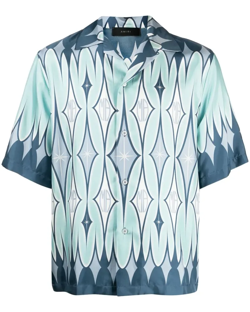 Amiri Hemd aus Seide mit Argyle-Muster - Blau Blau