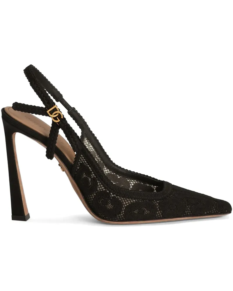 Dolce & Gabbana Slingback-Pumps mit Leoparden-Spitze 105mm - Schwarz Schwarz
