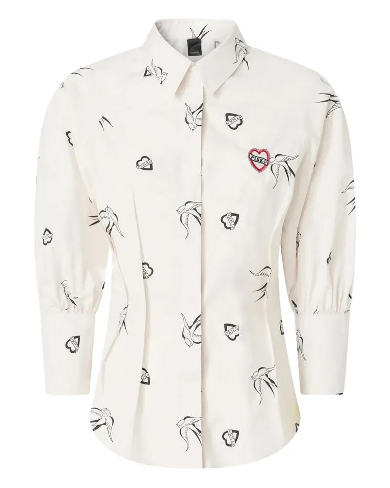 Pinko Hemd mit Schwalben-Print - Weiß Weiß