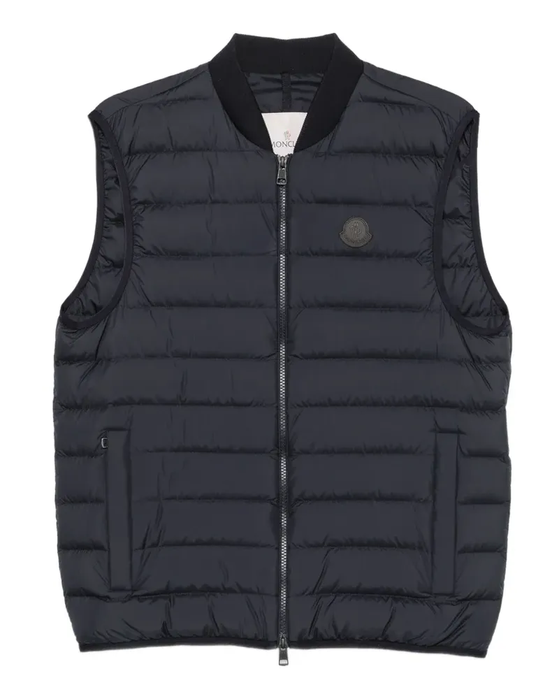 Moncler Gesteppte Weste mit Logo-Patch - Blau Blau