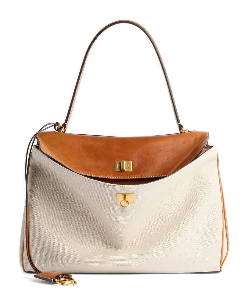 Balenciaga Mittelgroße Rodeo Handtasche aus Canvas mit Drehverschluss - Nude Nude