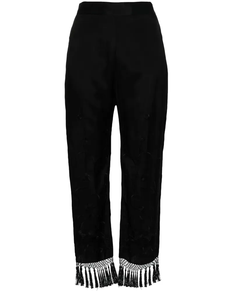 Semicouture Hose mit Blumenstickerei - Schwarz Schwarz