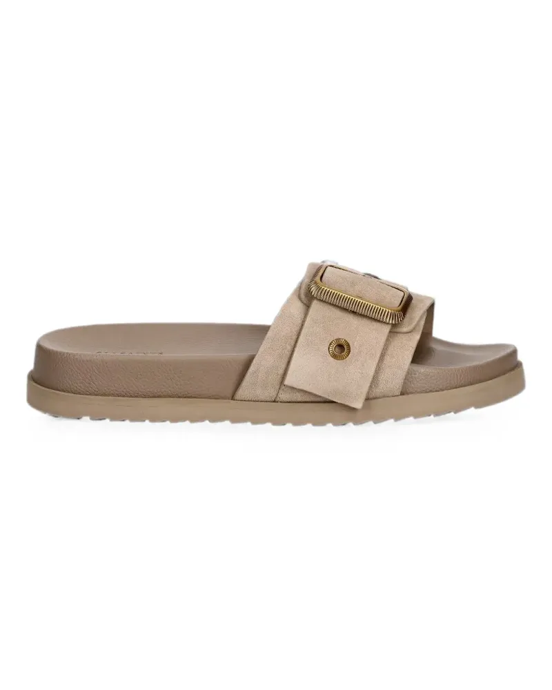 AllSaints Ellie Western buckle-detail slides - Nude Nude