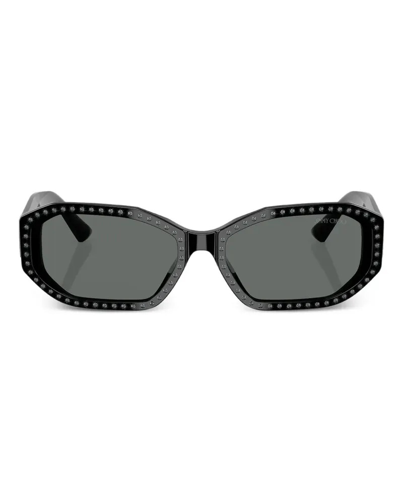 Jimmy Choo Geometrische Sonnenbrille mit Kristallen - Schwarz Schwarz