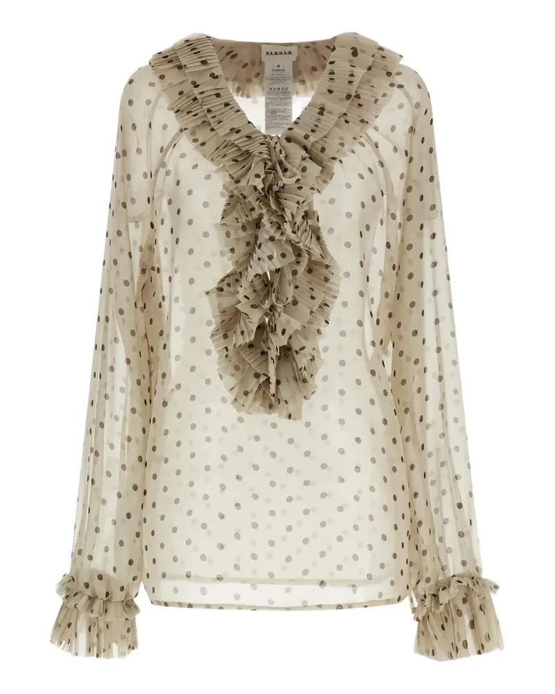 P.A.R.O.S.H. P.A.R.O H. ruffled-detail blouse - Nude Nude