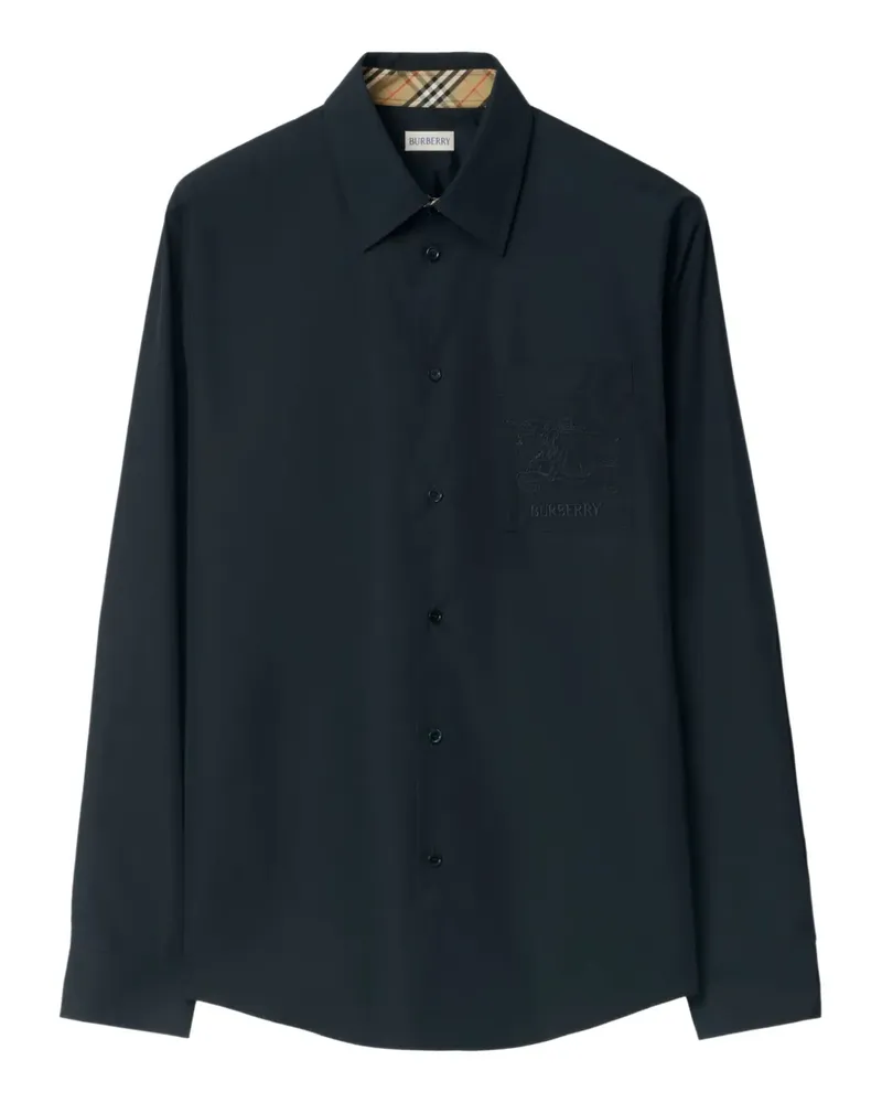 Burberry Hemd mit Equestrian-Knight-Stickerei - Blau Blau