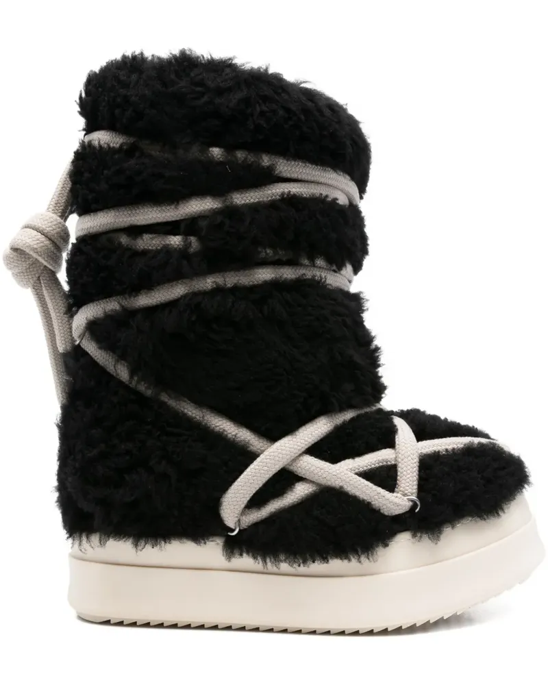 Rick Owens Schnürstiefel mit Shearling - Schwarz Schwarz