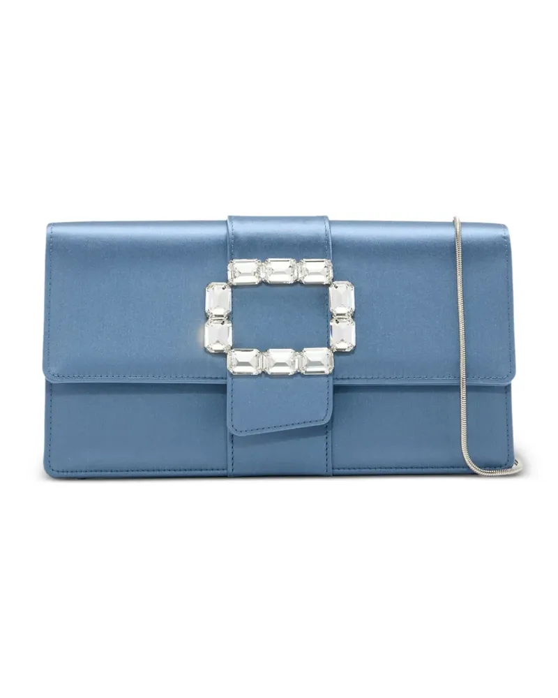Manolo Blahnik Maycapjou crystal-buckle clutch bag - Blau Blau