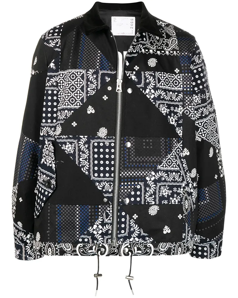 Sacai Jacke mit Patchwork-Print - Schwarz Schwarz