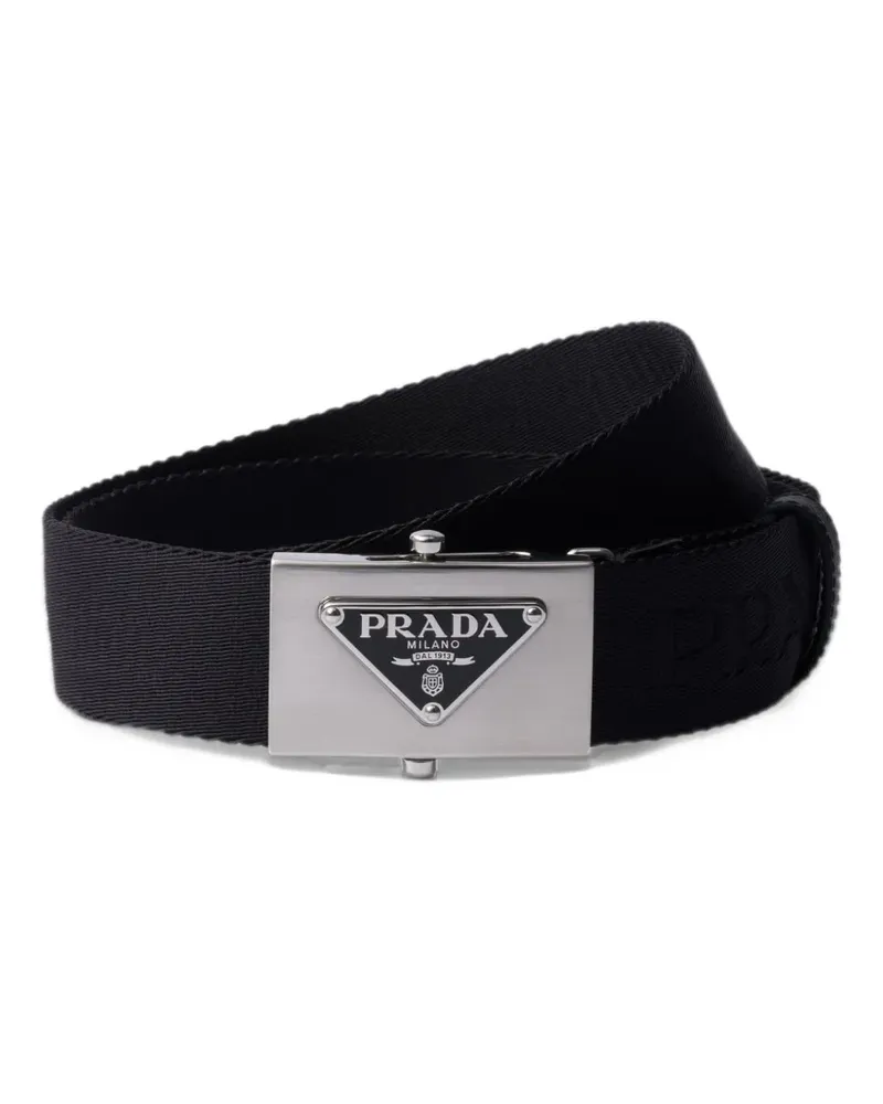 Prada Gewebter Gürtel mit Logo - Schwarz Schwarz