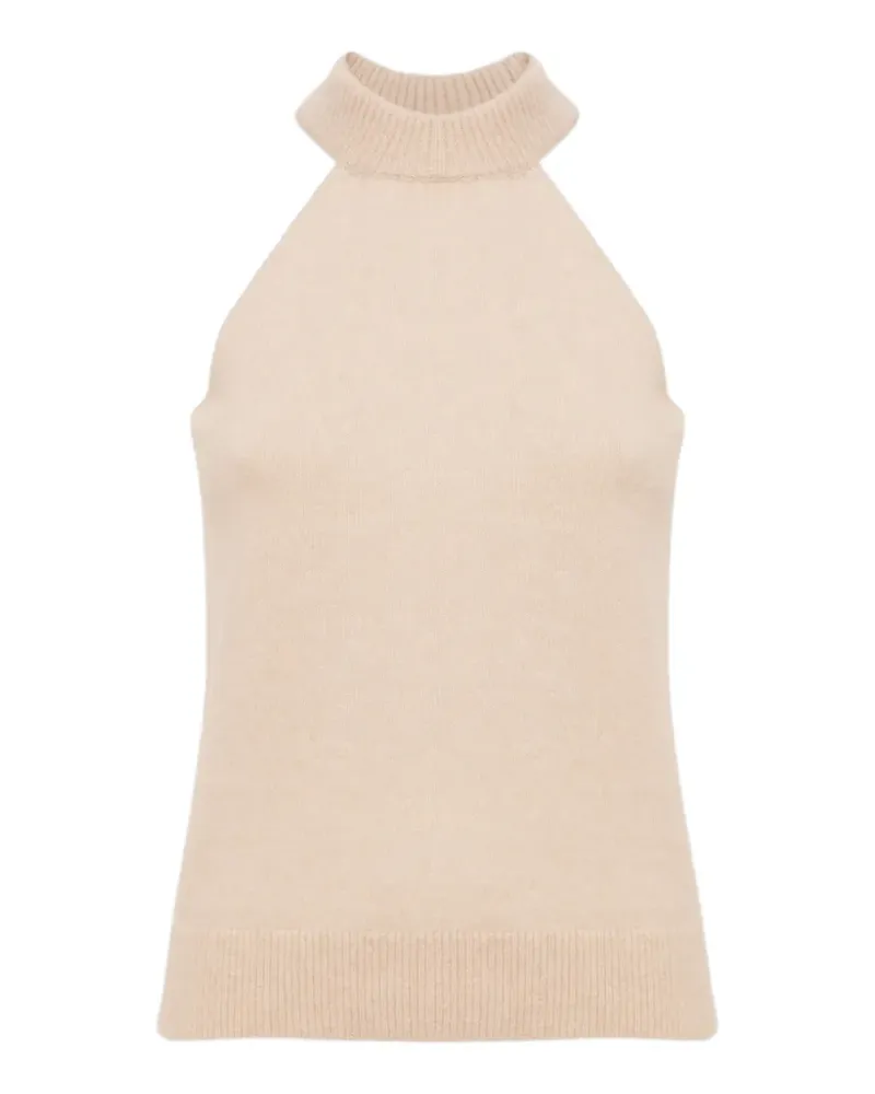 Laneus Neckholder-Top mit geripptem Besatz - Nude Nude