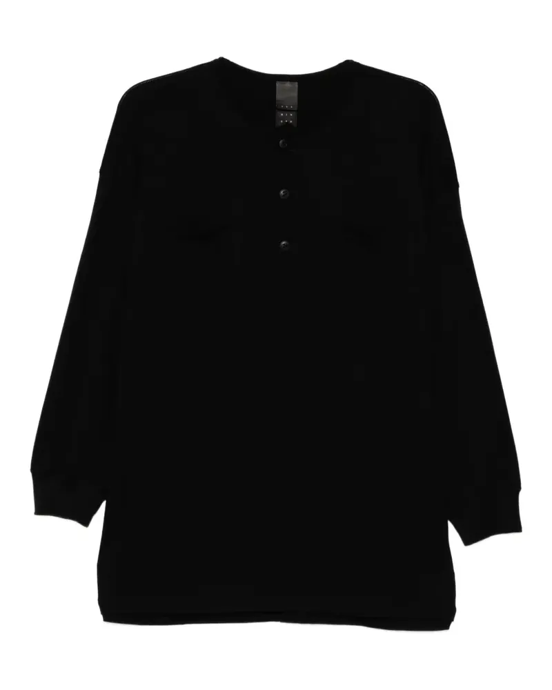 The Viridi-anne Henley-neck T-shirt - Schwarz Schwarz