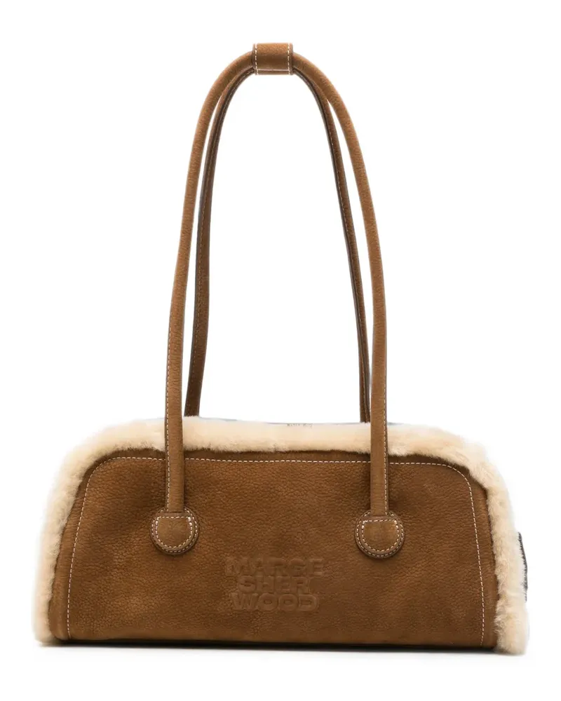 Marge Sherwood Tote Bag mit Shearling-Besatz und Logo-Prägung - Braun Braun
