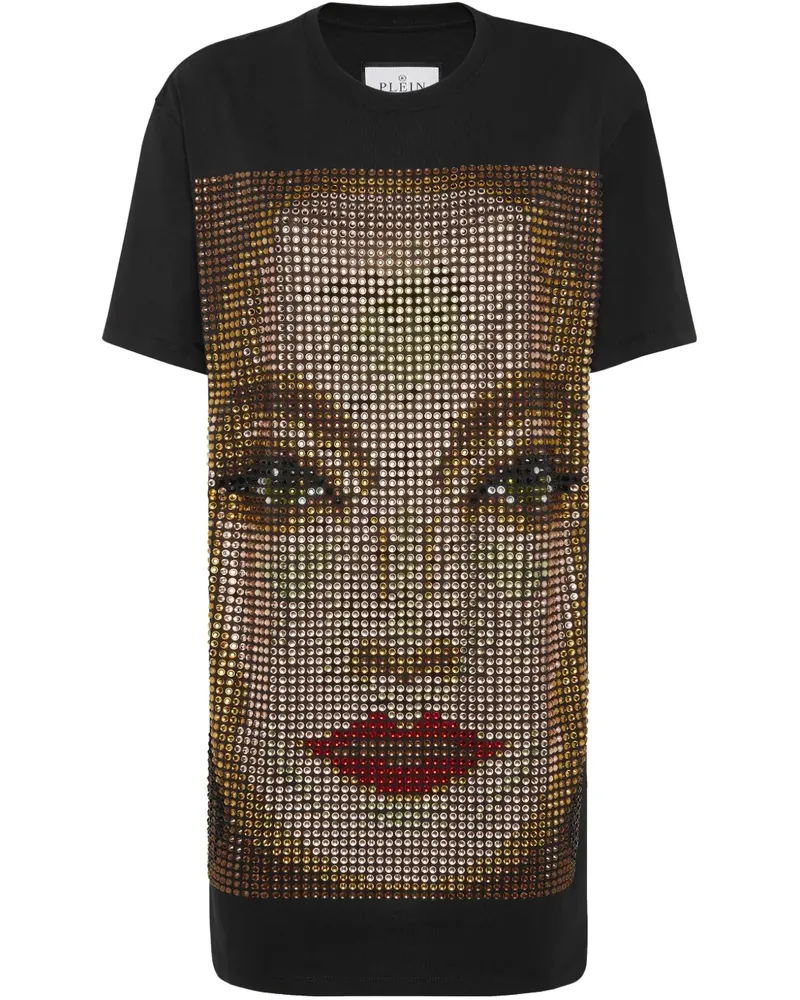 Philipp Plein Kleid mit Strass - Schwarz Schwarz