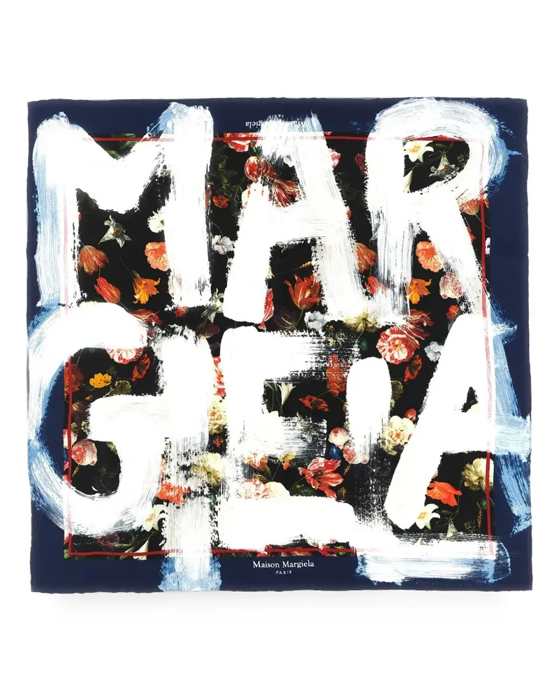 Maison Margiela Seidenschal mit Blumenprint - Schwarz Schwarz