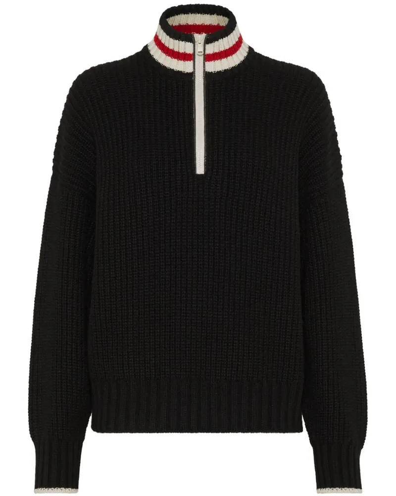 Brunello Cucinelli Gerippter Kaschmirpullover mit Streifen - Schwarz Schwarz