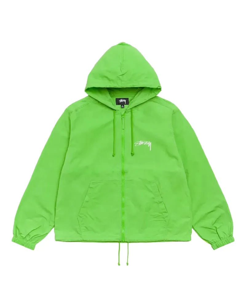Stüssy logo-print zip-up hooded jacket - Grün Grün