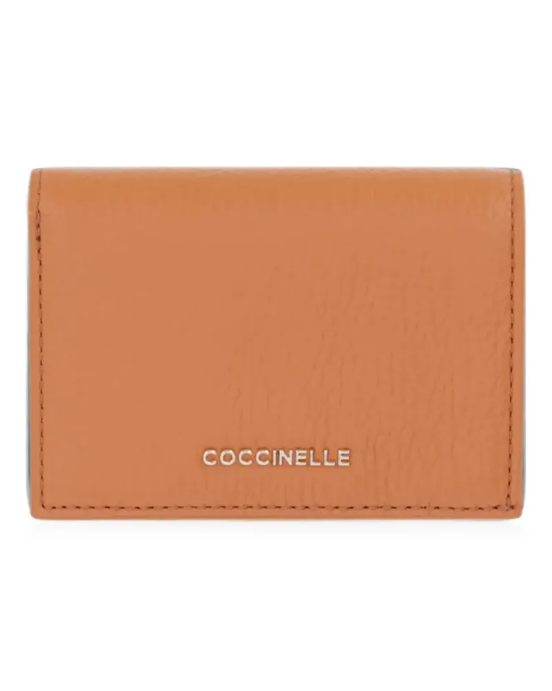 Coccinelle Kleines Metallic Portemonnaie mit Logoplakette - Orange Orange