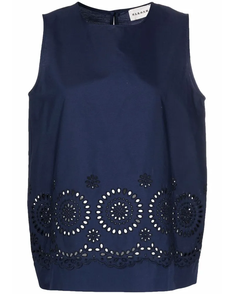 P.A.R.O.S.H. P.A.R.O H. Top mit Lochstickerei Blau