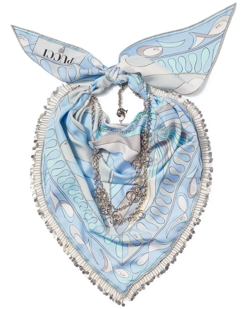 Emilio Pucci Schal mit Leocorno and Pesci-Print - Blau Blau