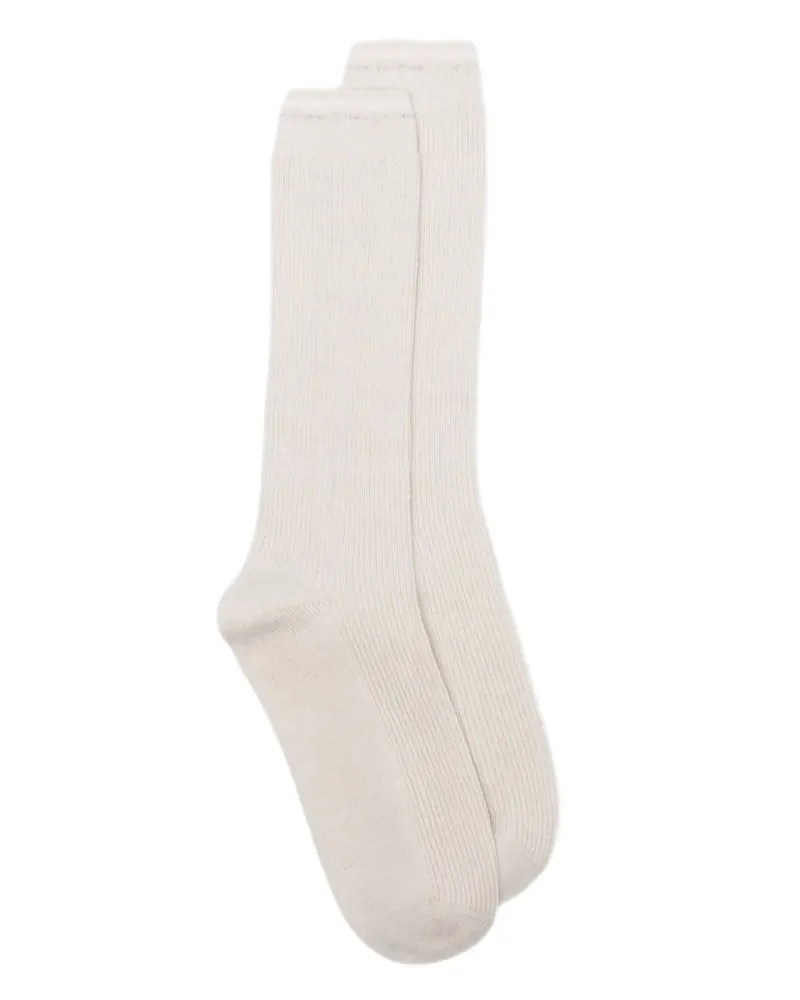 Eleventy Gerippte Kaschmirsocken - Nude Nude