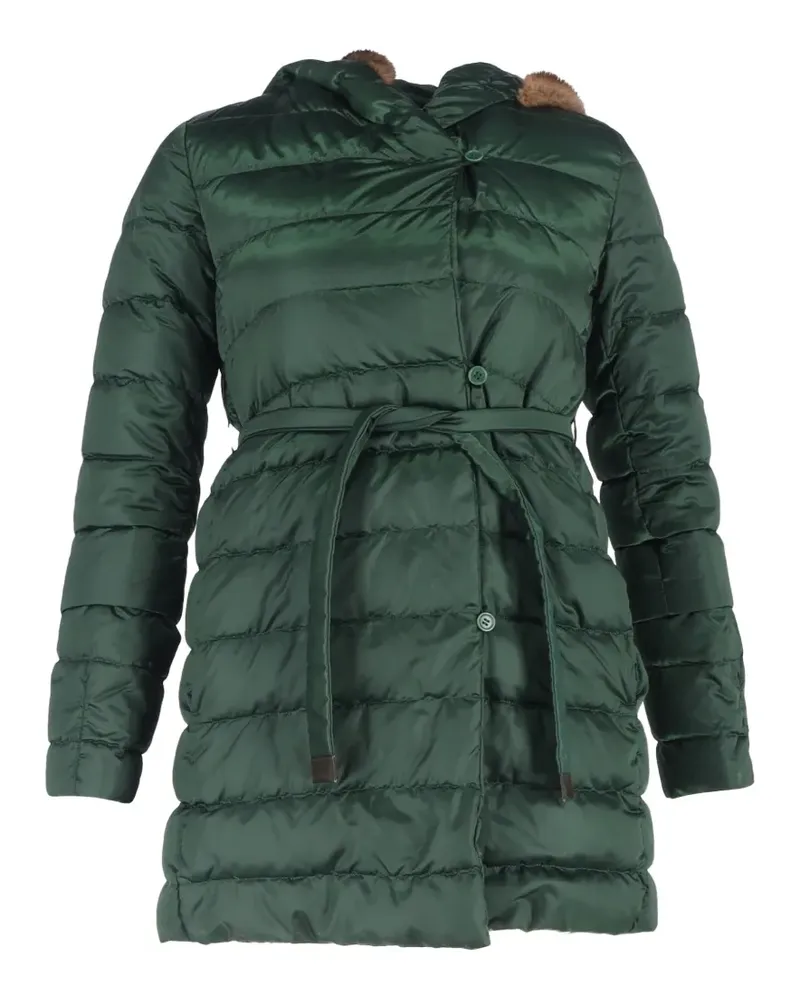 Max Mara Daunenjacke mit Pelzbesatz - Grün Grün