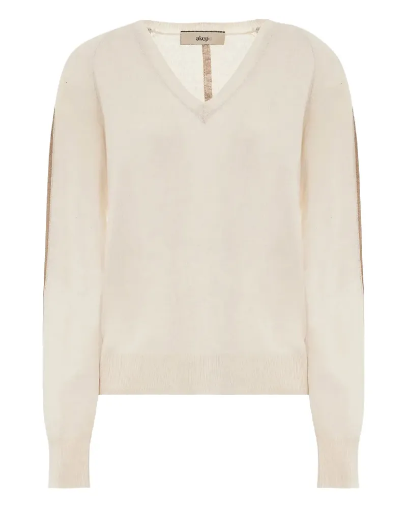 AKEP Kaschmirpullover mit V-Ausschnitt - Nude Nude