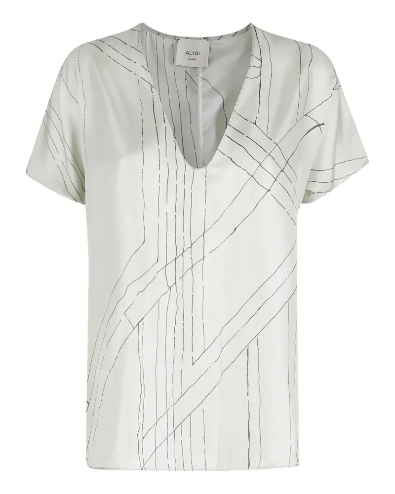 ALYSI v-neck-printed short-sleeve top - Grün Grün