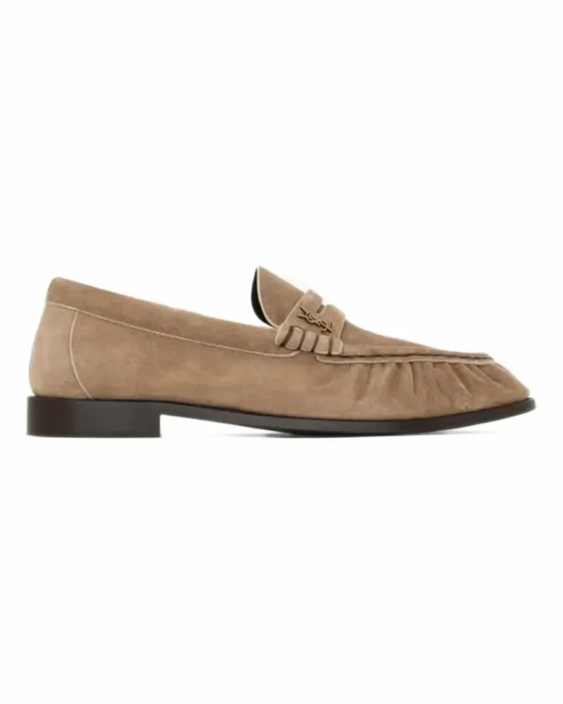 Saint Laurent YSL logo-plaque loafers - Nude Nude