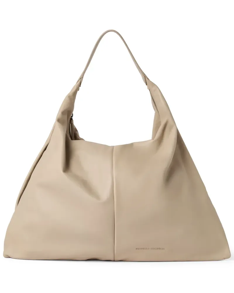 Brunello Cucinelli Schultertasche aus Leder - Nude Nude