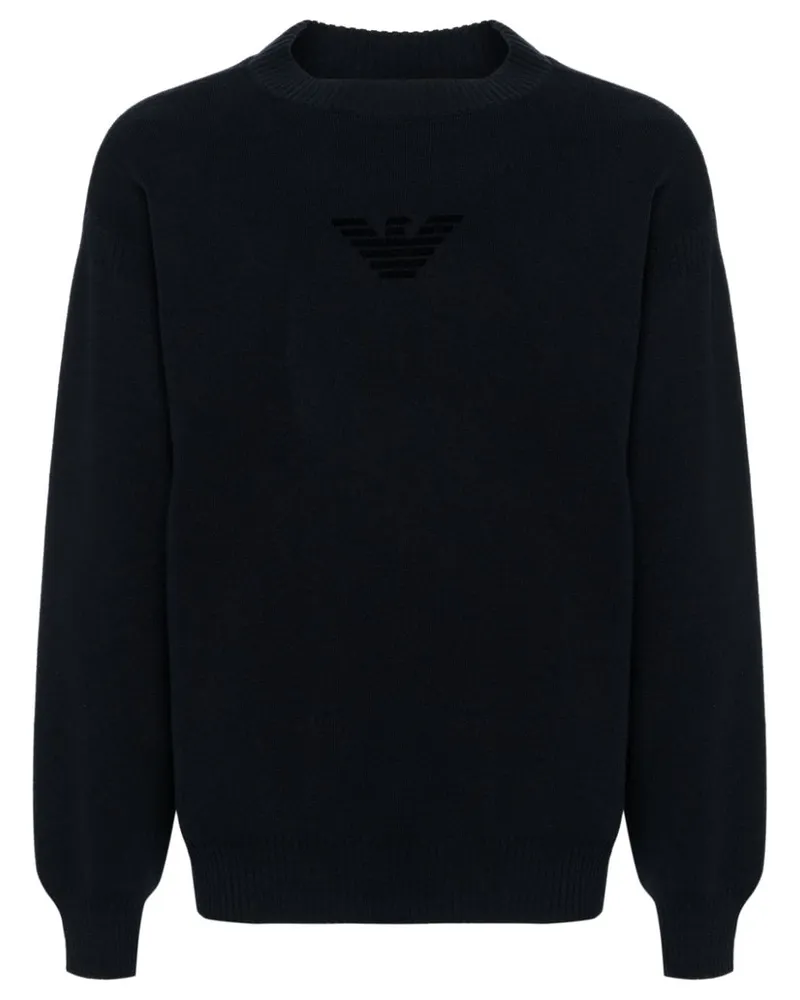 Emporio Armani Pullover mit beflocktem Logo Blau