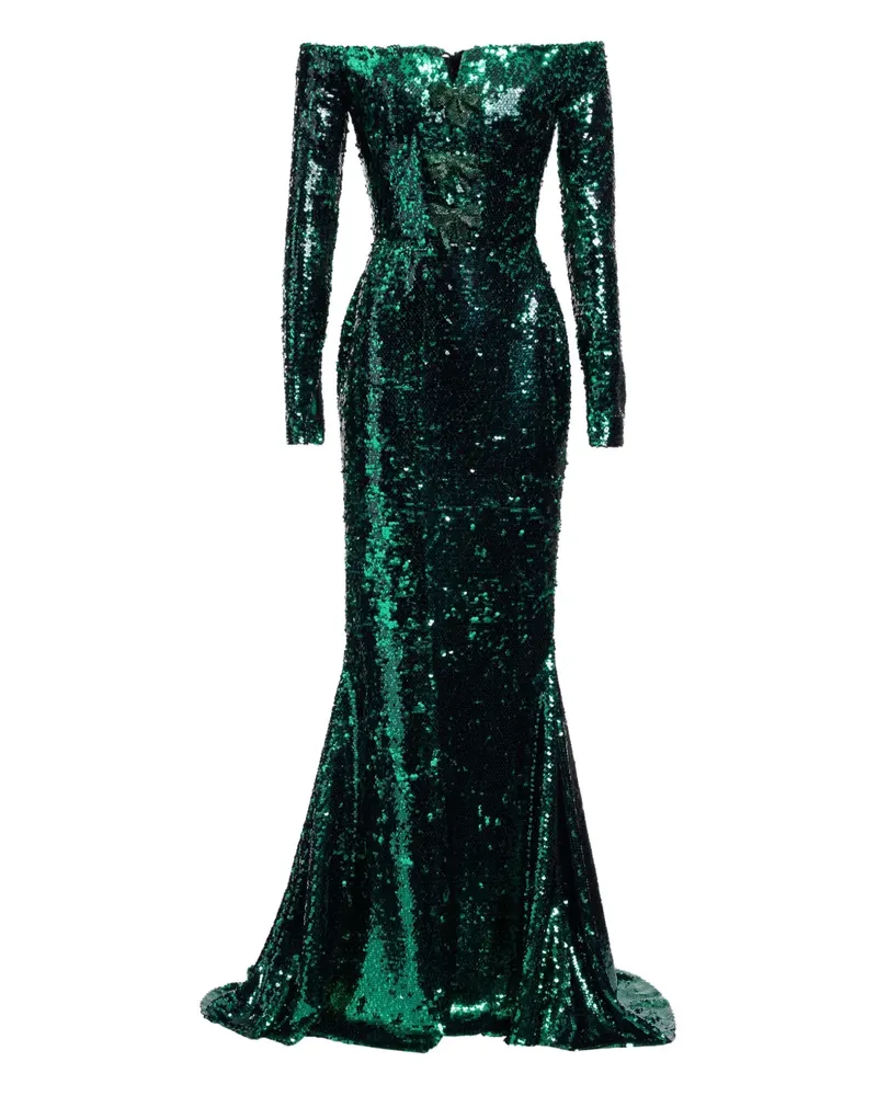 Elie Saab embellished off-the-shoulder maxi dress - Grün Grün