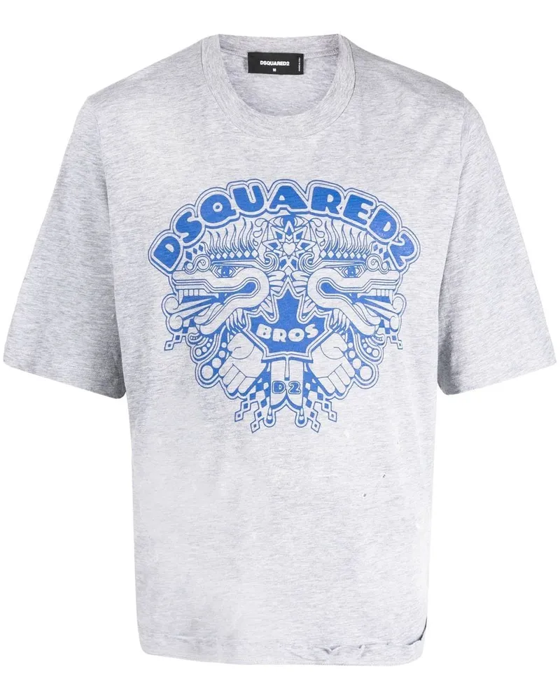 Dsquared2 T-Shirt mit grafischem Logo-Print - Grau Grau