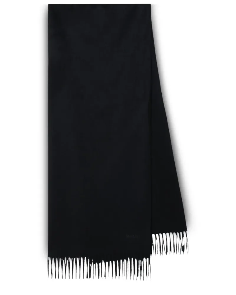 Max Mara Schal mit Fransen und Logo-Stickerei - Schwarz Schwarz