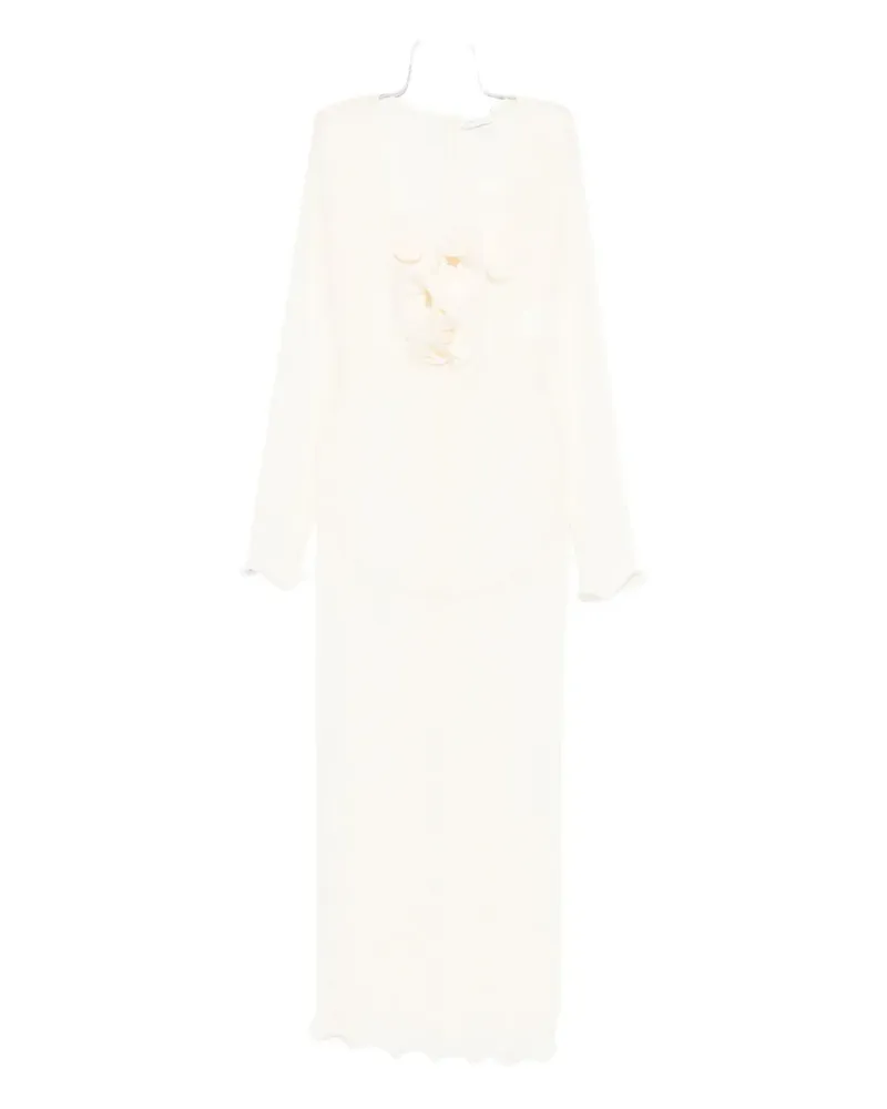 Magda Butrym Maxikleid mit Blumenapplikation - Weiß Weiß