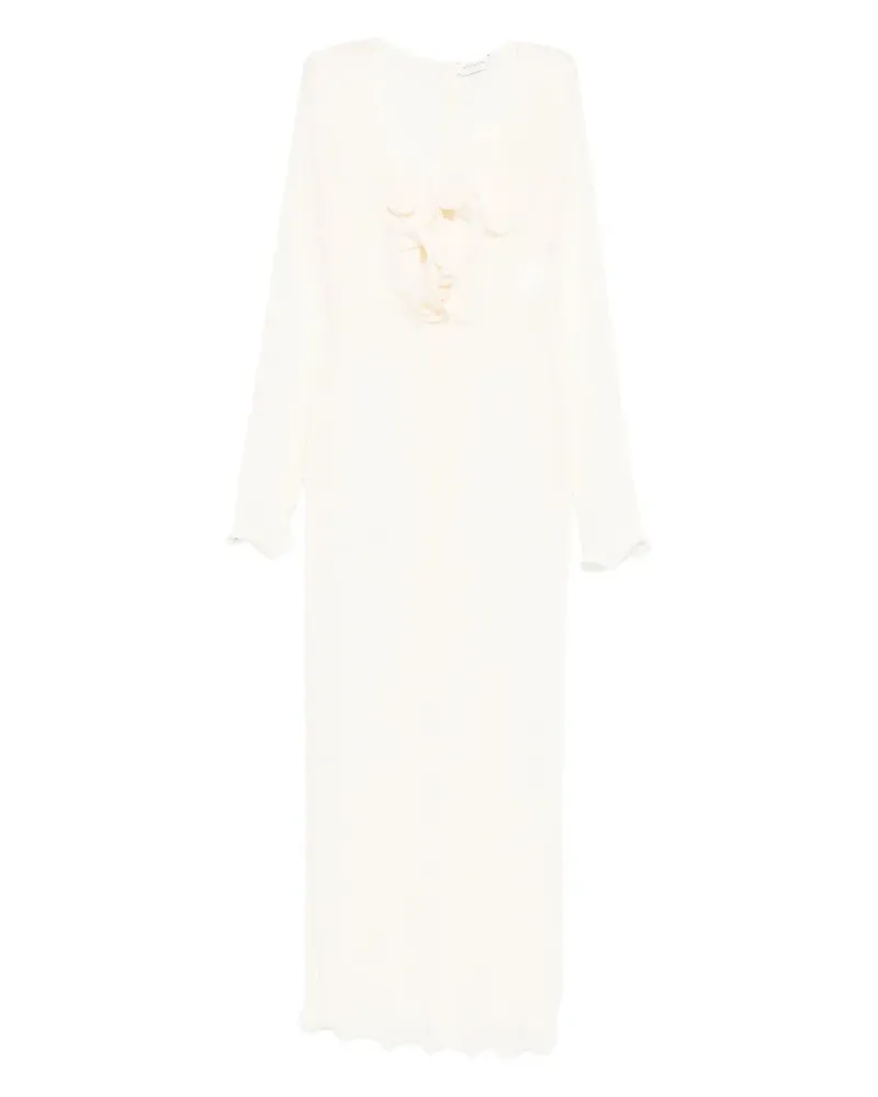 Magda Butrym Maxikleid mit Blumenapplikation - Weiß Weiß