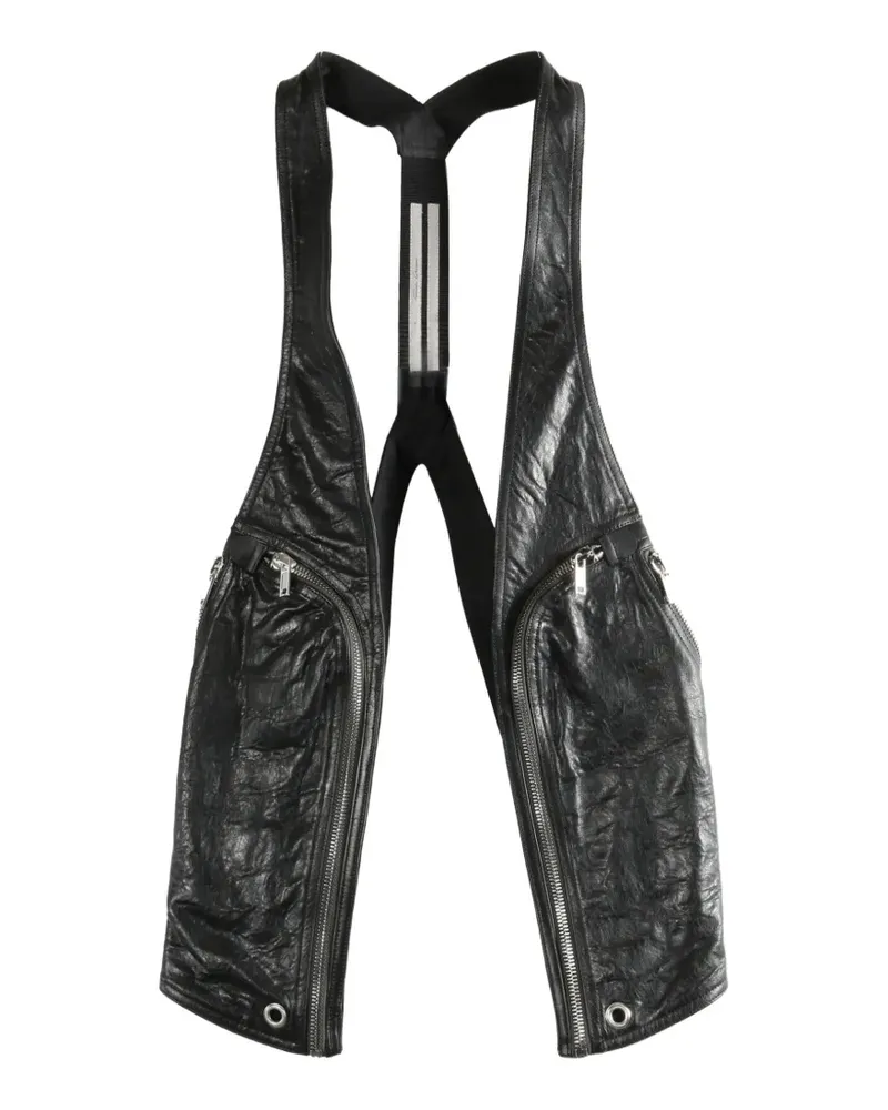 Rick Owens zip-up leather vest - Schwarz Schwarz