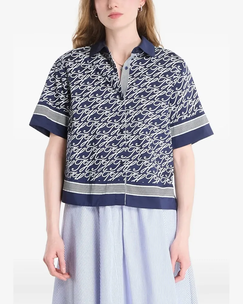 Tommy Hilfiger monogram-print short-sleeve shirt - Blau Blau