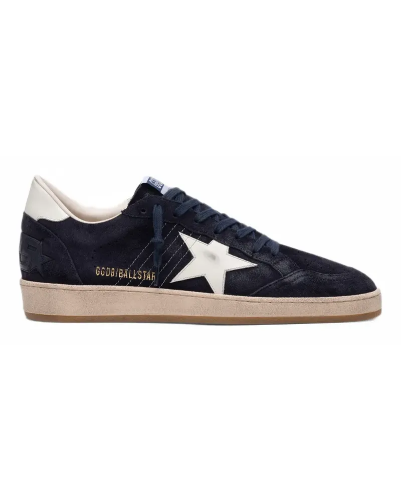 Golden Goose Ball Star Sneakers aus braunem Wildleder mit weißem Lederstern - Blau Blau