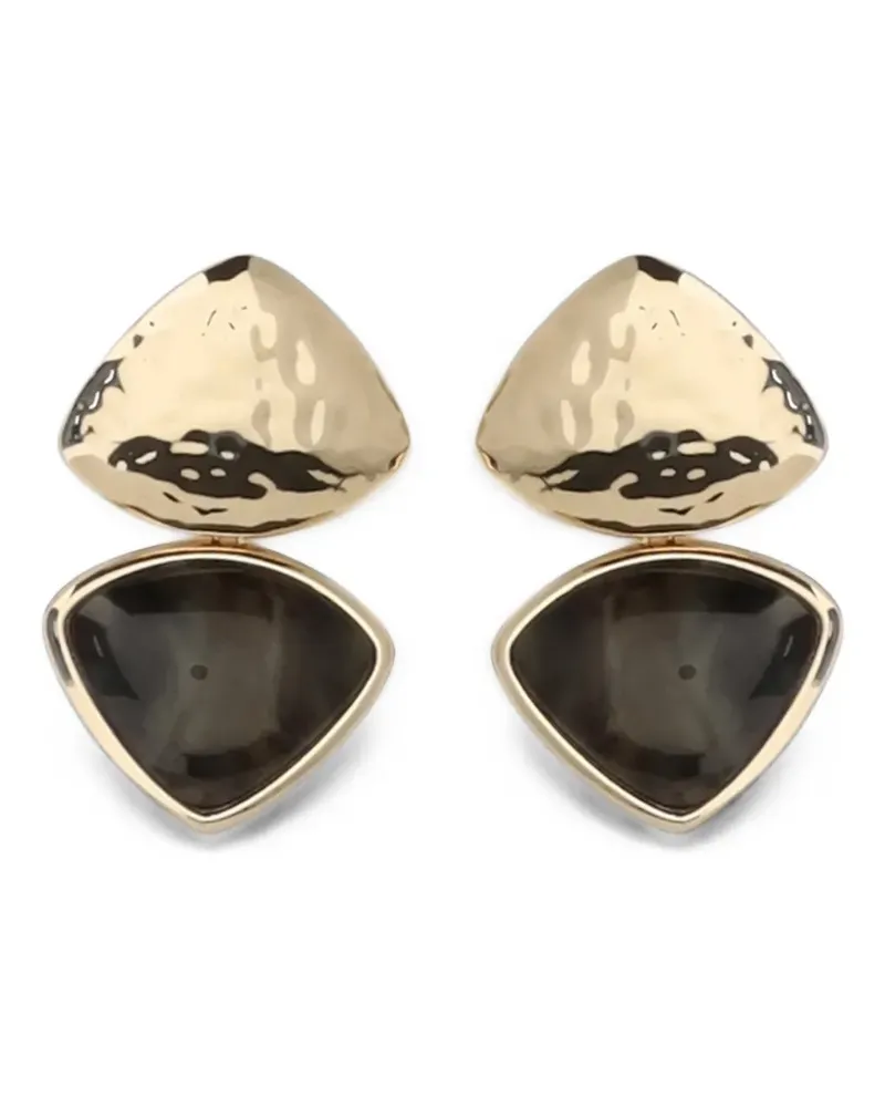 Self-Portrait mottled enamel-detail earrings - Gold Gold