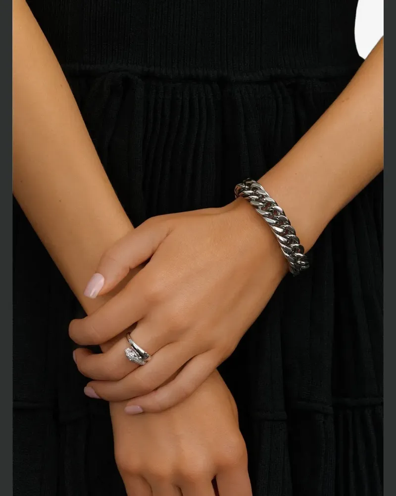Nialaya Chunky Cuban Kettenarmband - Silber Silber