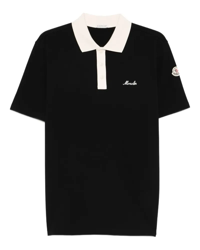 Moncler Poloshirt mit Logo-Stickerei - Schwarz Schwarz