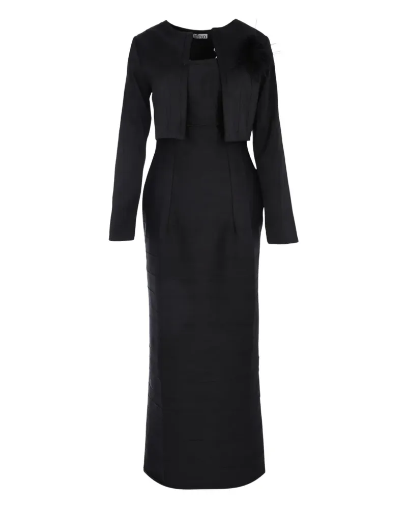 Baruni feather-embellished dressand jacket set - Schwarz Schwarz