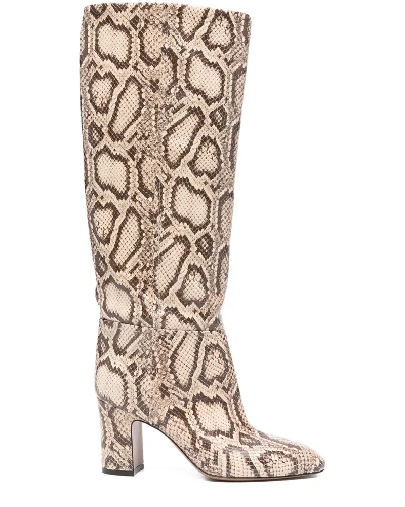 Paris Texas Stiefel mit Python-Print 80MM - Nude Nude