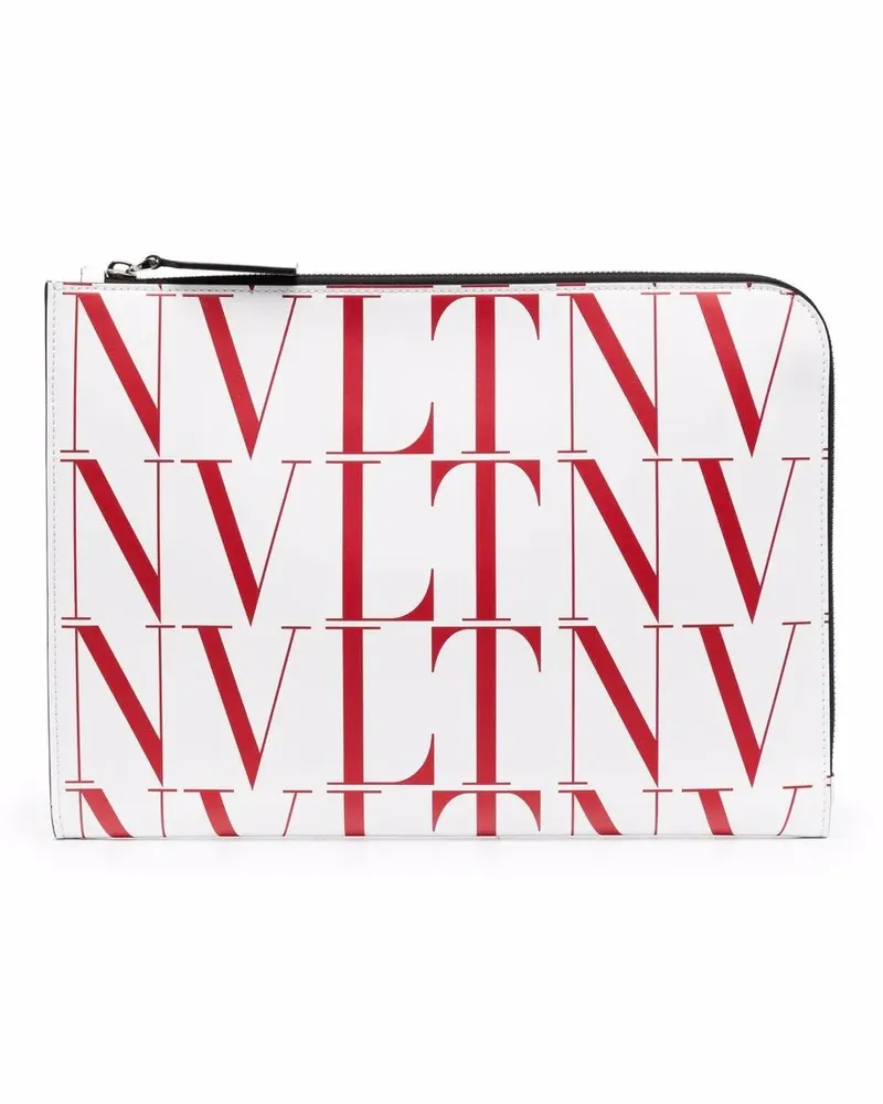 Valentino Garavani Clutch mit VLTN-Print - Weiß Weiß