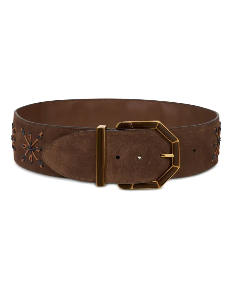 Etro Gürtel aus Wildleder mit geometrischer Schnalle - Braun Braun