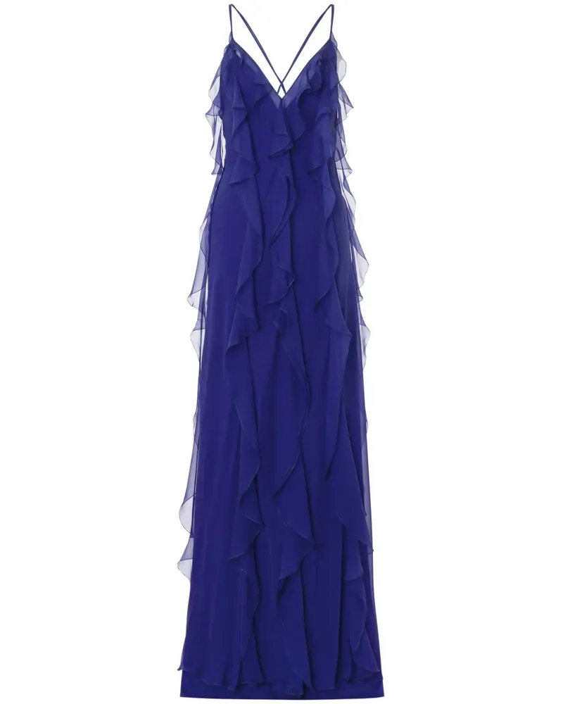 Alberta Ferretti Maxikleid mit Rüschen - Blau Blau