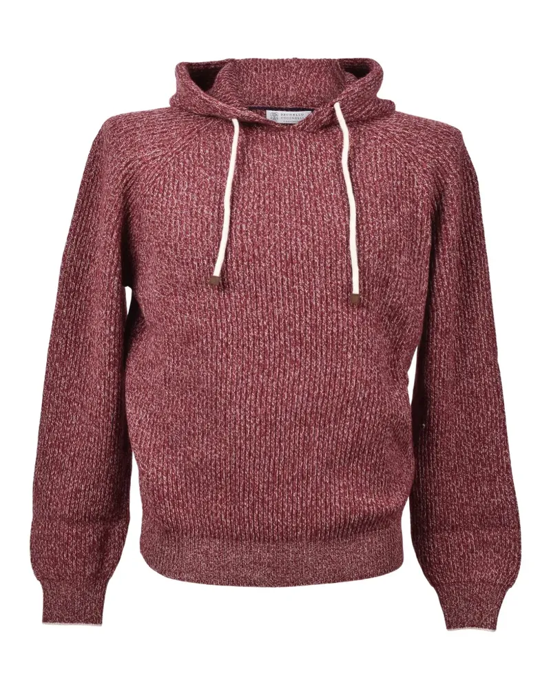 Brunello Cucinelli ribbed-knit hoodie - Rot Rot