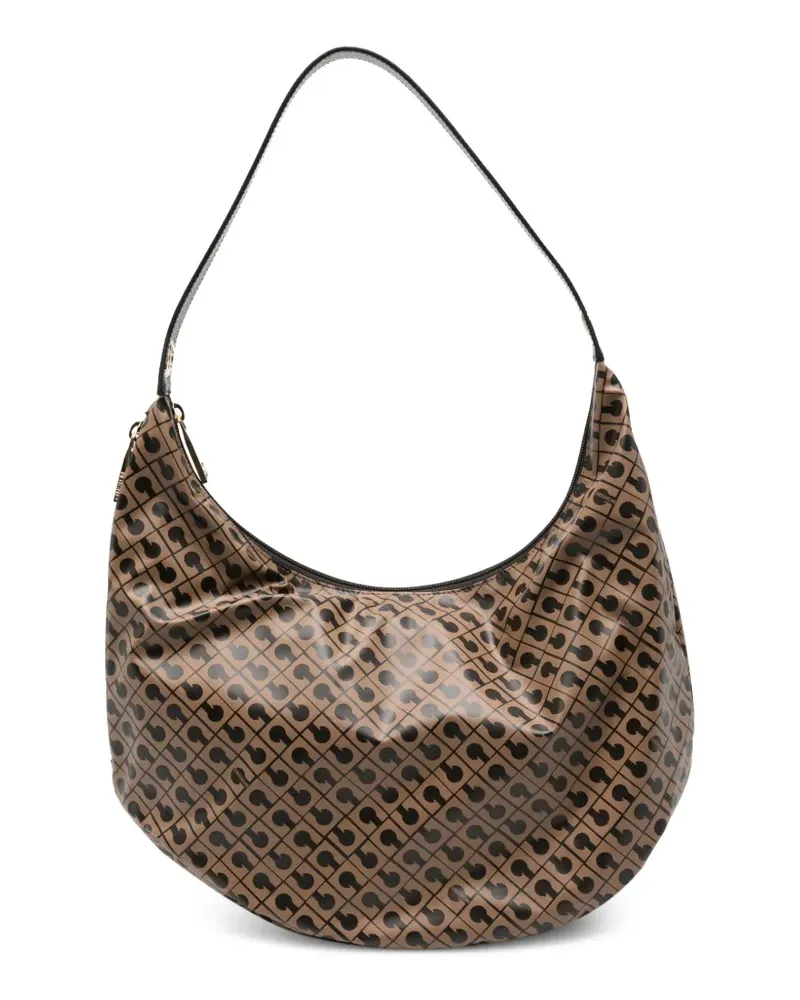Gherardini Schultertasche mit Monogramm-Print - Nude Nude